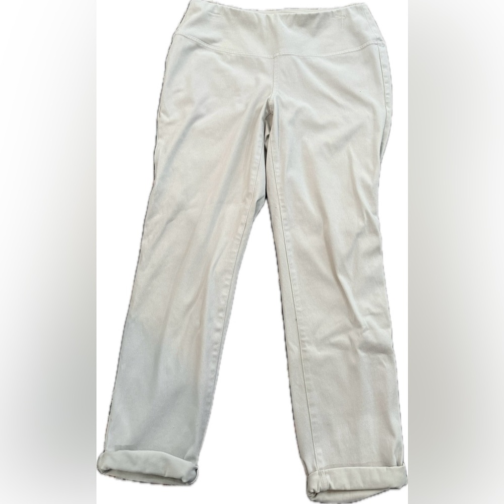 J Jill Wide Waist Off White Pull On Pants Rolled Hem Women’s Size Med